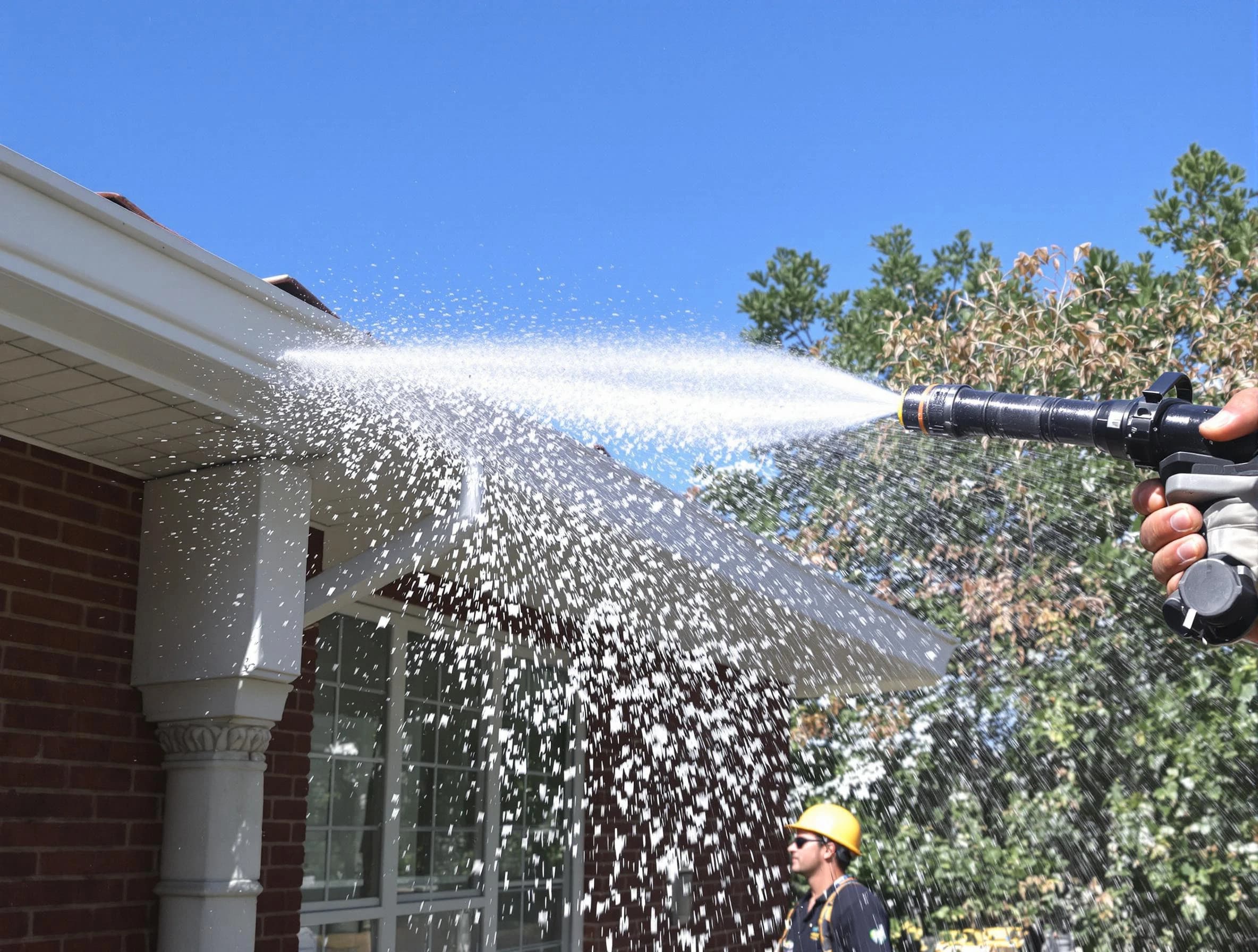 Cleared downspout by Euclid Roofing Company ensuring unrestricted flow in Euclid, OH