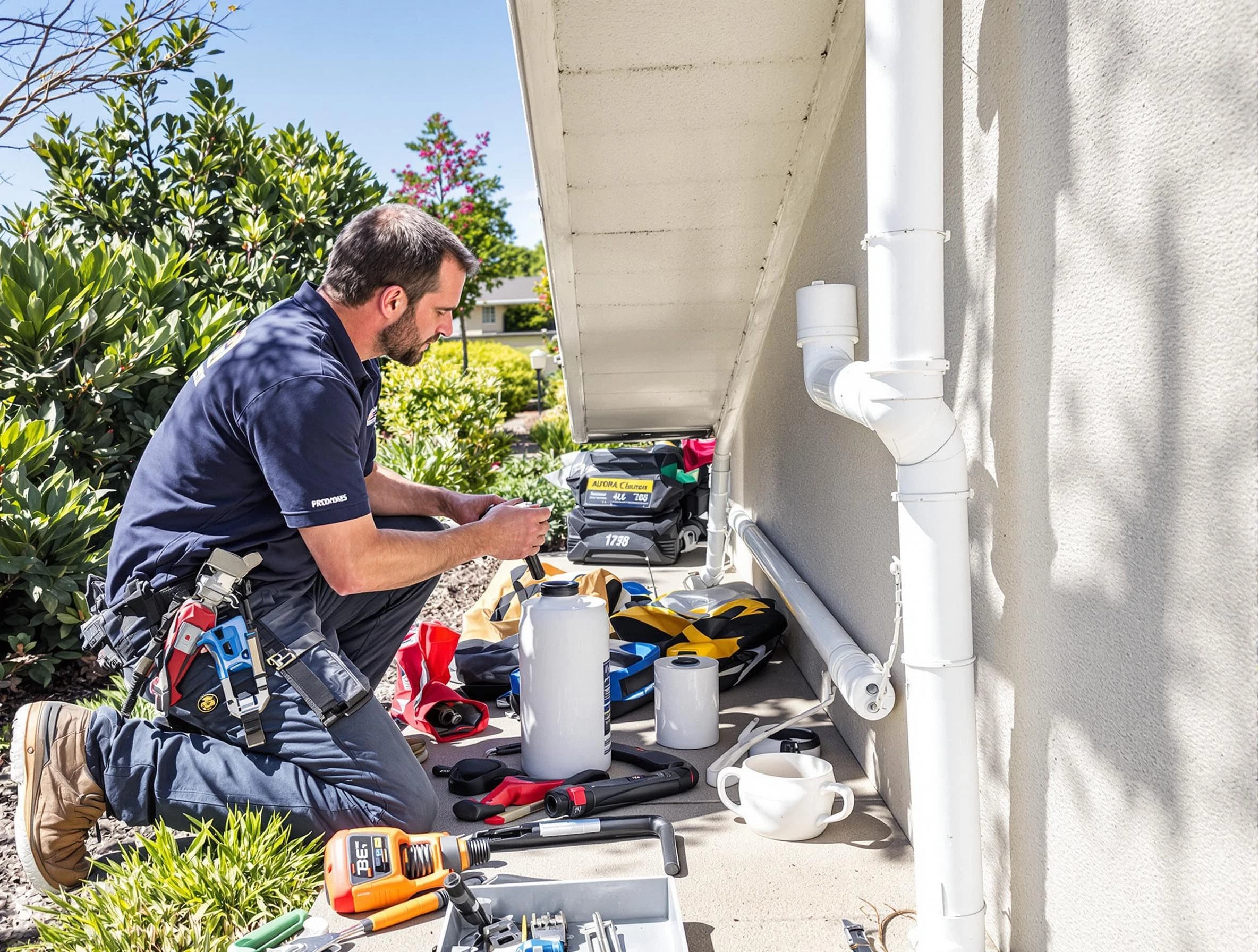 Euclid Roofing Company expert fixing a downspout in Euclid, OH