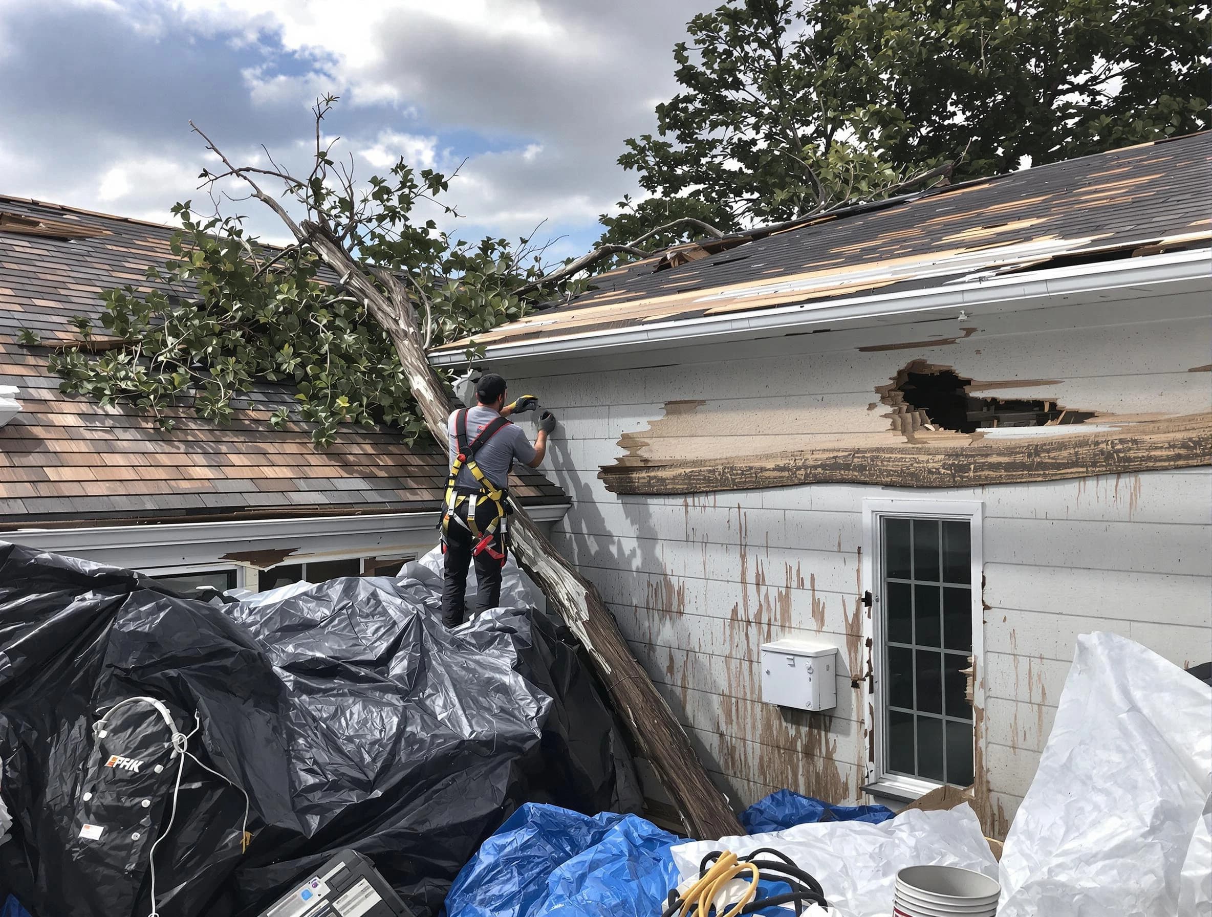 Euclid Roofing Company technicians handling urgent roof damage in Euclid, OH