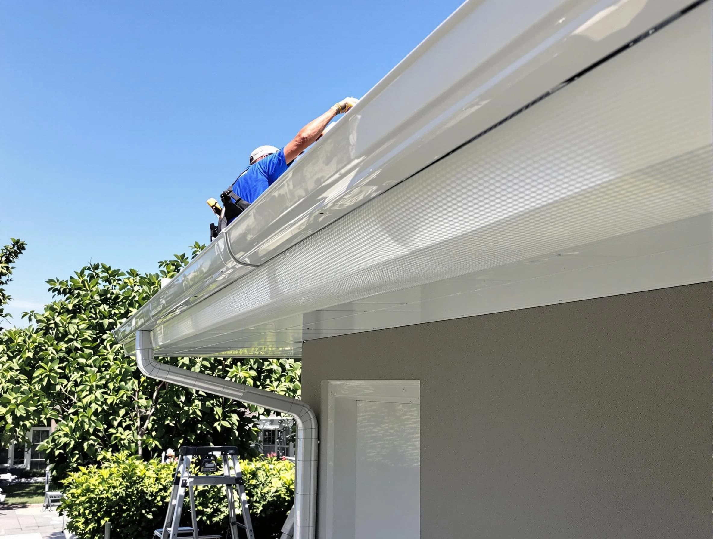 Debris-free gutter guard system by Euclid Roofing Company in Euclid, OH