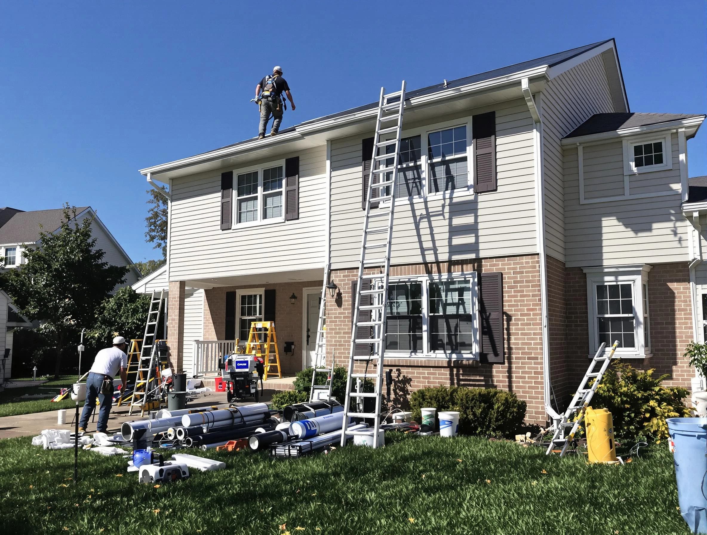 Euclid Roofing Company completing a gutter replacement in Euclid, OH