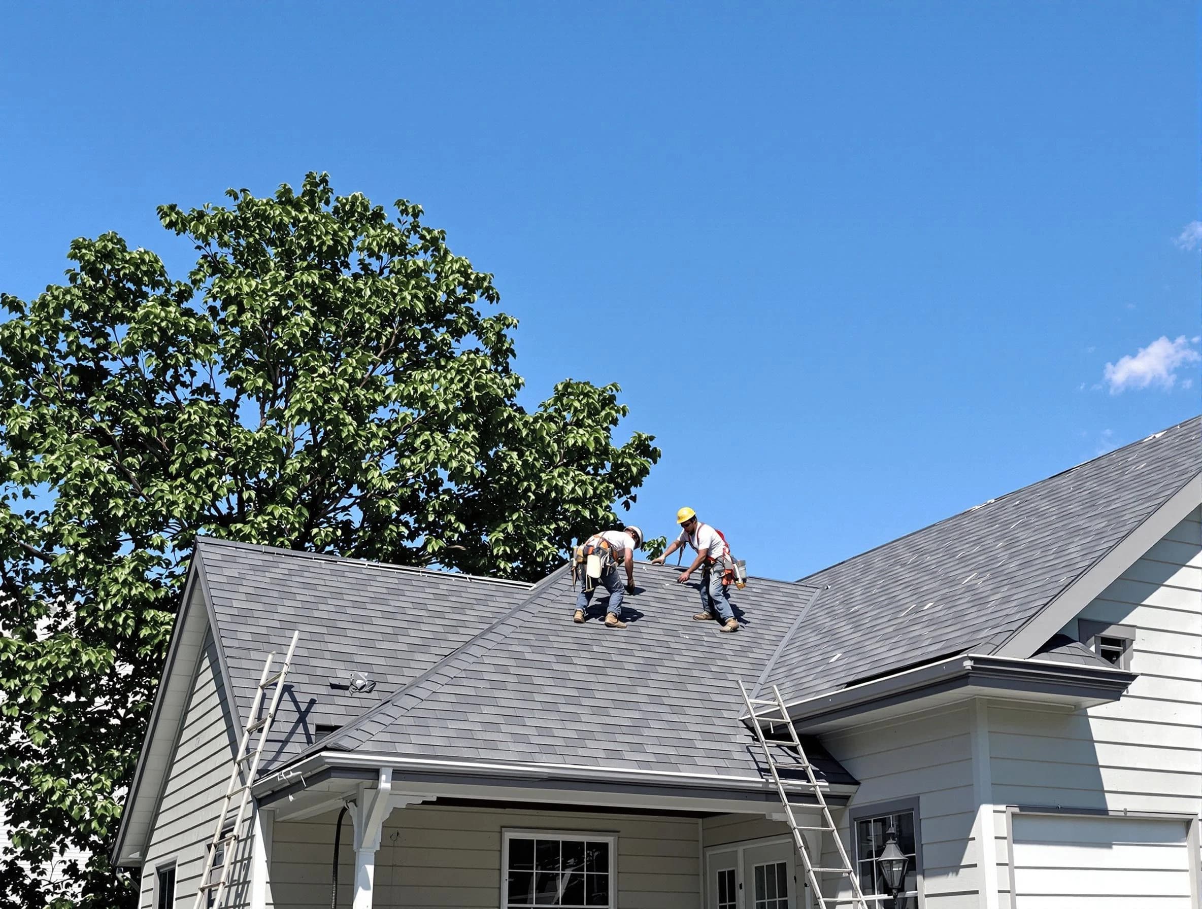 Euclid Roofing Company crew finalizing a roof installation in Euclid, OH