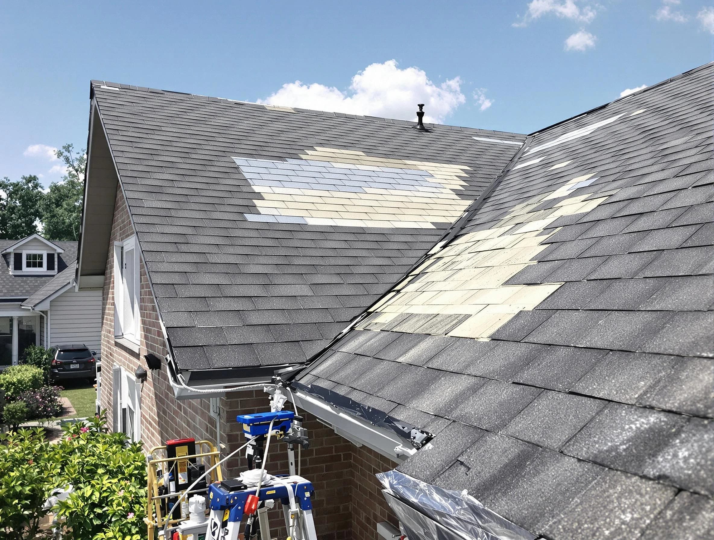 Close-up of roof repairs by Euclid Roofing Company in Euclid, OH