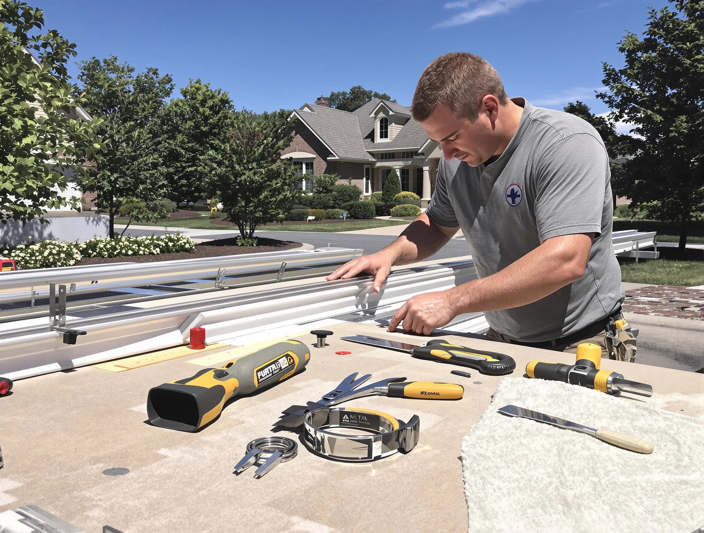 Freshly installed seamless gutter by Euclid Roofing Company in Euclid, OH